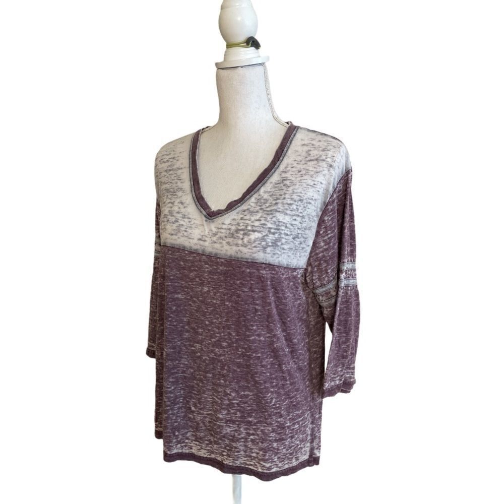 Purple and White washed out V neck T-shirt